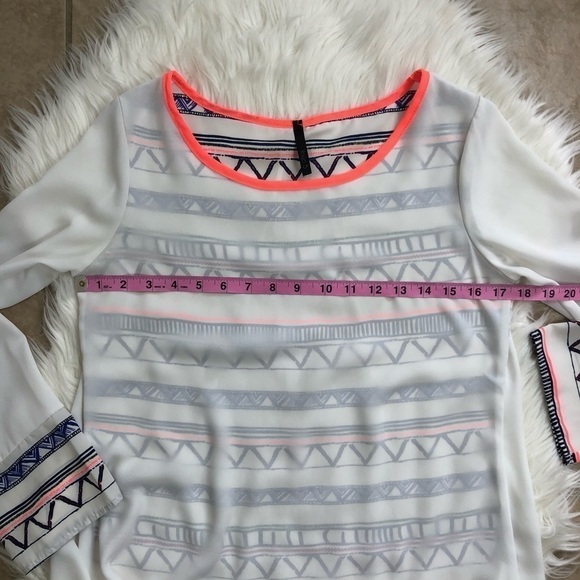 Neon tribal print sheer layered top - Picture 5 of 8